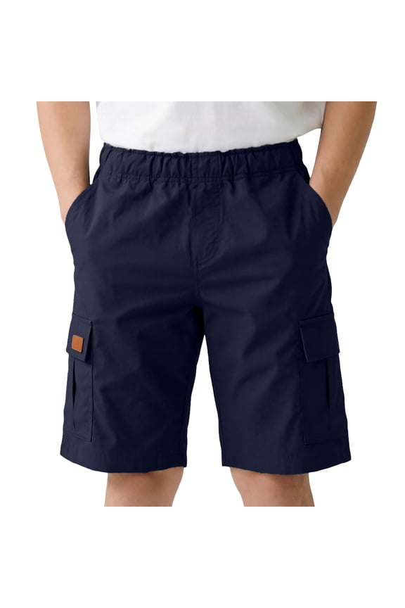 Kids Boys Cargo Shorts Elastic Waistband Pull On Joggers Bottoms School Uniforms Stretch Chino Twill Shorts With Pockets 9-10 Years