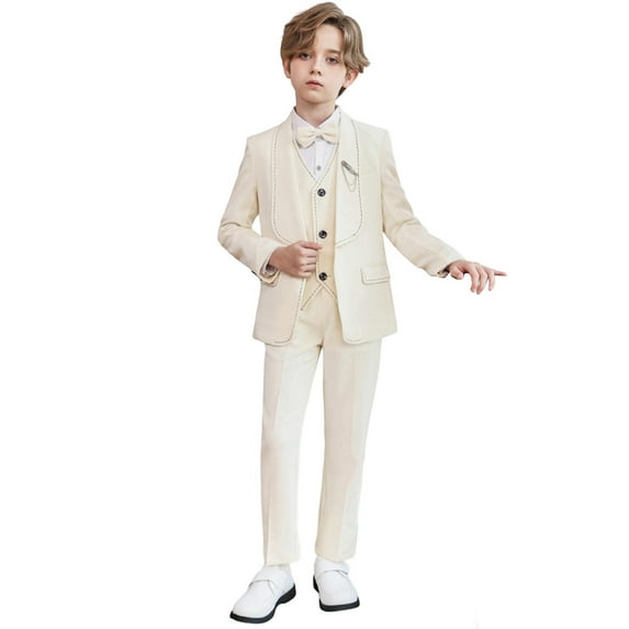 RMGVDSD Kids Boys Fall Clothes Boys' Formal Suit 5 Piece Set Slim Fit Kids Tuxedo Suits For Wedding Teen Toddler Boy Dress Suit Outfit 3-4 Years