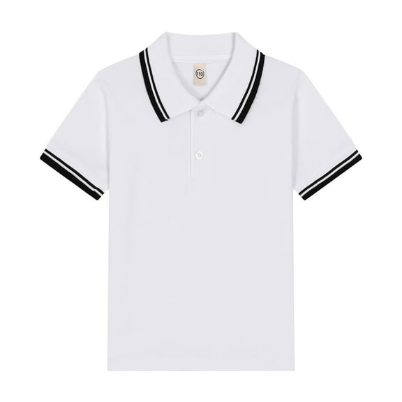 RMGVDSD Kids Boys Short Sleeve Polo Shirts Fashion Button Collared School Uniform Tshirt Comfortable & Soft Tops Breathable Cool Tops for 3-4 Years