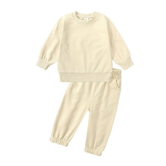 RMGVDSD Kids Boys Sweatsuit Toddler Kids Boys Girls Winter Long Sleeve Sports Solid Colour Tops Pants 2Pcs Outfits Set Trendy Boy Outfits Set