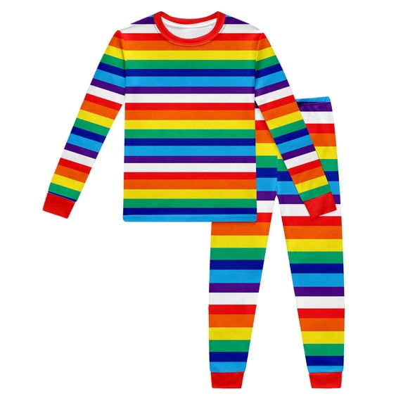RMGVDSD Kids Clothes 2 Piece Striped Print Long Sleeve Tops And Pants Sleepwear Set For Boys Girls Comfortable Casual Playwear Outfit Soft Spring Outfits