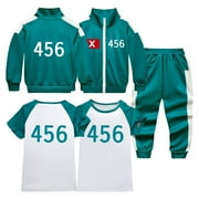 RMGVDSD Children Boy's Sportswear Suit Number 456 Green Tracksuit Three Piece Set Zip Jacket + T Thirt + Pants Fashion Sports Suit Boys Trendy Tracksuit Sets