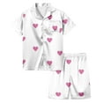 thumbnail image 1 of RMGVDSD Kids Girls Pajama Sets Girls' Heart Printed Pajamas Short Sleeved Button Down Shirt Tops Shorts Sleepwear Set Nightwear Sleepwear Outfit, 1 of 4