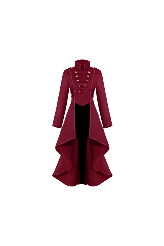 Kids Gothic Tailcoat Jacket Girls Gothic Tuxedo Long Trench Coat Vintage Halloween Jackets Black Steampunk Coats Elegant Dress Clothes
