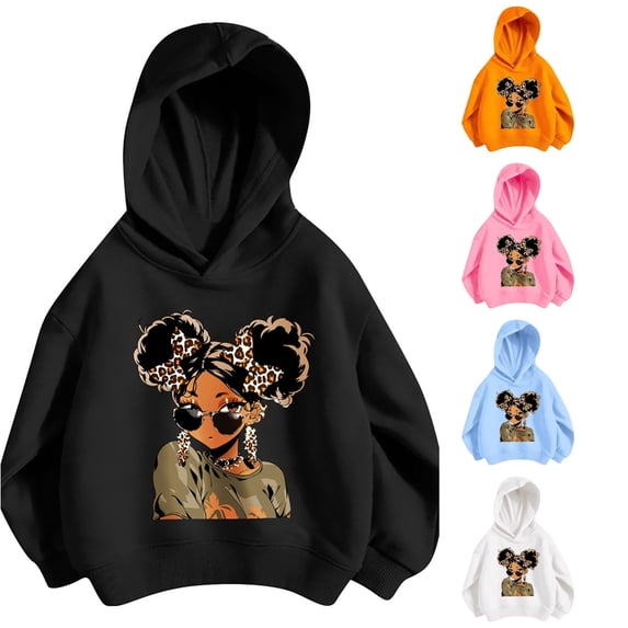 RMGVDSD Kids Graphic Hooded Sweatshirts Autumn Winter Relaxed Fit Hoodies for Girls Lightweight Casual Pullover Tops Soft Comfy Hoodie Cute Party Wear 4-5 Years