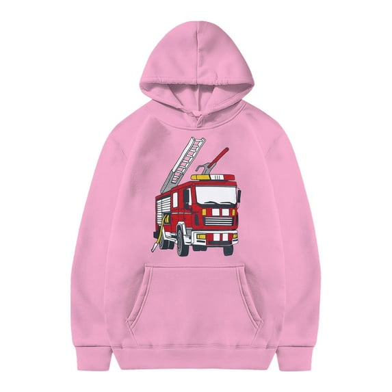 RMGVDSD Kids Hoodie Pullover Fire Truck Printing Boys Hooded Sweatshirt Fashion Casual Hoodies Casual Loose Hoodie Coat