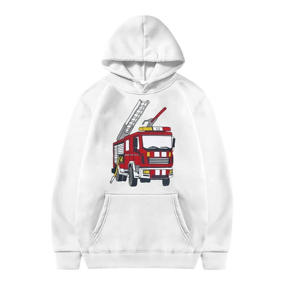RMGVDSD Kids Hoodie Pullover Fire Truck Printing Boys Hooded Sweatshirt Fashion Casual Hoodies Holiday Sweatshirt for Boys Girls