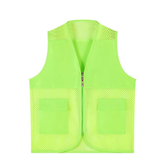 RMGVDSD Kids Safety Vest Mesh Breathable Kids Safety Reflective Vest With Pockets And Zipper Work Vest For Adults And Youth Basic Tees Dailywear for 8-9 Years