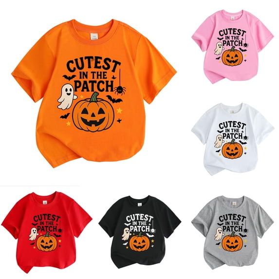 RMGVDSD Kids Short Sleeve T Shirts Halloween Pumpkin Tops For Boys And Girls Casual Fashion Graphic Tees Festival Tshirts 4-5 Years