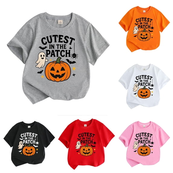 RMGVDSD Kids Short Sleeve T Shirts Halloween Pumpkin Tops For Boys And Girls Casual Fashion Graphic Tees Festival Tshirts 7-8 Years