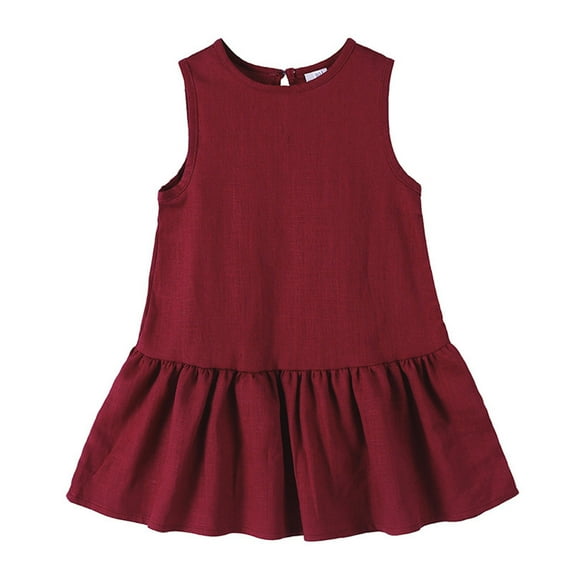 RMGVDSD Kids Toddler Baby Girls Dresses Summer Sundress Solid Color Sleeveless A-Line Midi Casual Dress Back To School Clothes Stylish Dresses
