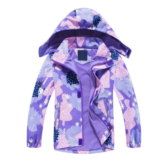 RMGVDSD Kids Waterproof Rain Jackets Lightweight Raincoats Lined Hooded Windbreaker For Girls Raincoat Zip Up Hooded Jacket Outdoor Outerwear 3-4 Years