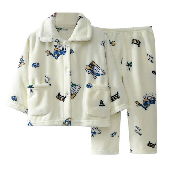 RMGVDSD Little Big Boys Pajama Sets Soft Kids Boys Pajamas Set Fall Winter Warm Sleepwear Long Sleeve Tops Pants Loungewear Sets Cute Pajama for Kids