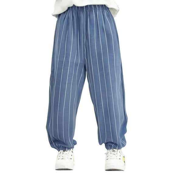 RMGVDSD Little Boys Relaxed Fit Pants Boys' Summer Thin Casual Trousers Baggy Striped Long Pants Children's Jogging Bottoms Sports Trousers 4-5 Years/Blue