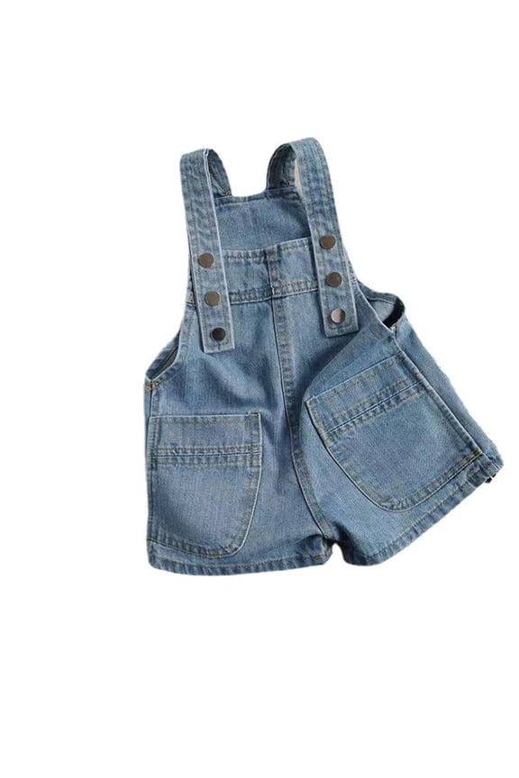 Little Girls Denim Overall Shorts Fall Summer Boys' Girls' Baby Pantsuits Toddler Casual Adjustable Denim Pants Soft Stretchy Denim Shortalls 0-2 Years