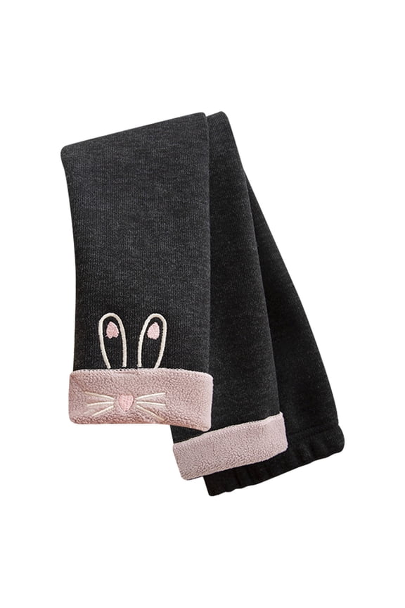 Little Girls Winter Fleece Lined Leggings Thick Thermal Tights Easter Bunny Pattern Warm Leggings Footless Pants For Toddler Comfort Fit Slacks Trouser