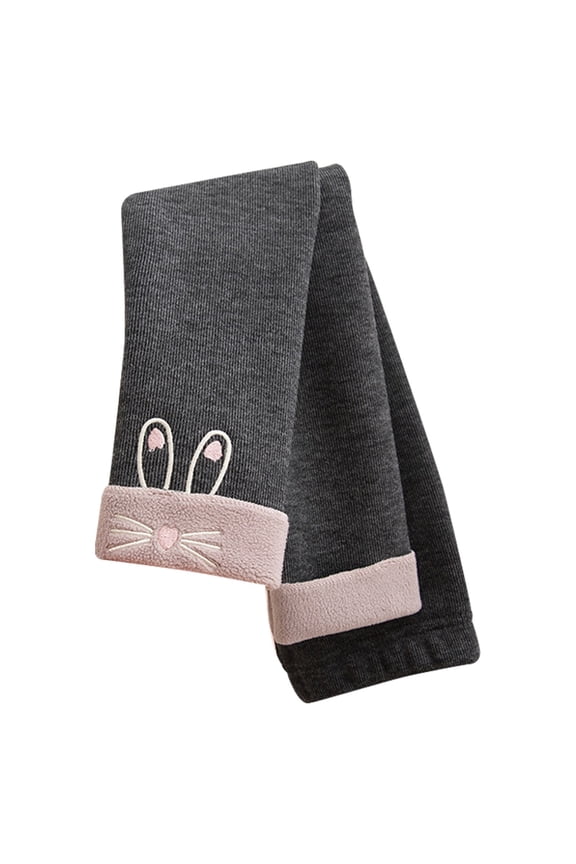Little Girls Winter Fleece Lined Leggings Thick Thermal Tights Easter Bunny Pattern Warm Leggings Footless Pants For Toddler Leisure Comfort Sweatpants