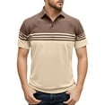 thumbnail image 1 of RMGVDSD Men Golf Polo Shirts Men's Summer Fashion Casual Short Sleeved Striped Shirt Lapel T Shirt Color Matching Top Loose Fit Comfy Tops, 1 of 7