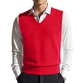 thumbnail image 1 of RMGVDSD Men Sweater Vest Mens Sweater Vests Casual Fall Sleeveless V Neck Knit Pullover Comfortable Fit Business Formal Waistcoat Sweater Coat Soft Pullover Sweater, 1 of 4