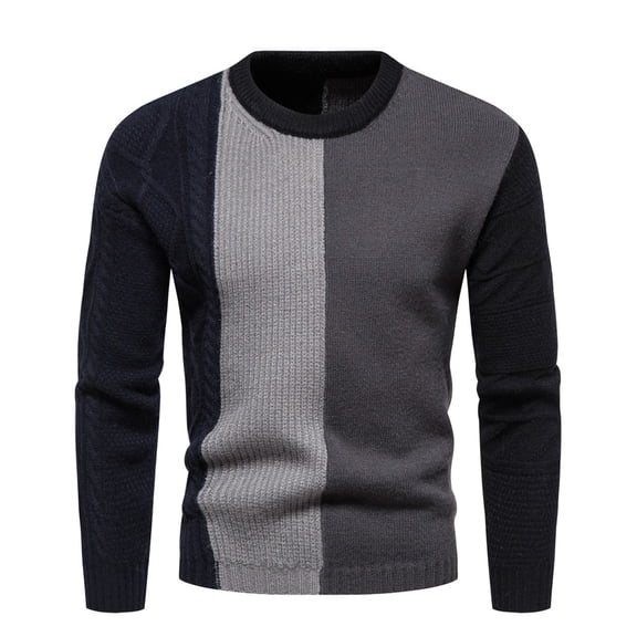 RMGVDSD Men Sweaters Crewneck Long Sleeve Pullover Sweater Mens Winter Fashion Casual Knit Tops Crew Neck Color Block Sweaters Sweater Fall Tops