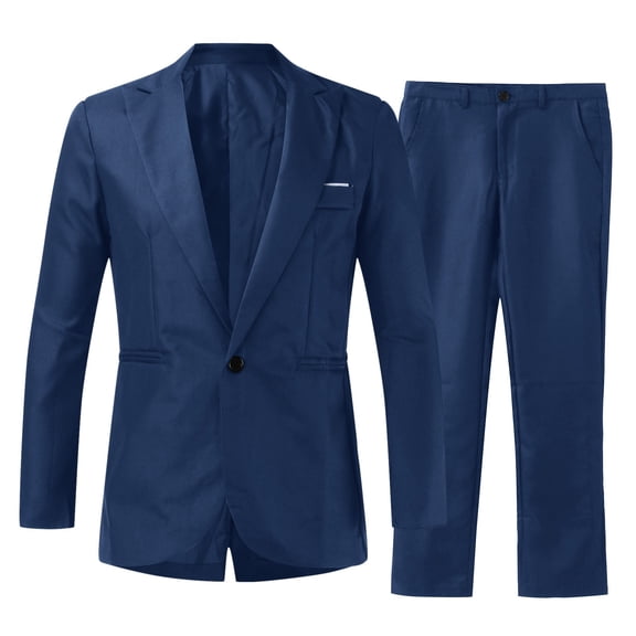 RMGVDSD Men's 2 Piece Suit Set Mens Suit Elegant Solid Color One Button Slim Fit Party Blazer Jacket Pants Set Formal Tuxedo Suits Comfort Workout Tracksuits