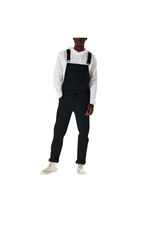 Men's Bib Overalls Fashion Jeans Jumpsuit Denim Casual Work Bibs Coveralls With Suspender Straps Lightweight Jumpsuits With Pockets,Black