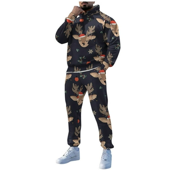 RMGVDSD Men's Casual Tracksuits 2 Pieces Christmas Outfits Hoodies Sweatsuits Sports Jogging Suit Set Mens Casual Sweatshirt Sweatpants Sets Fashion Sports Outfits