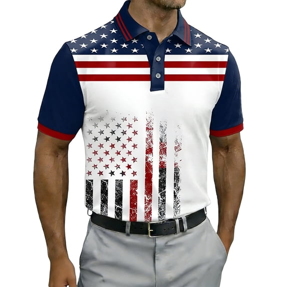 RMGVDSD Men's Classic Fit Shirts Independence Day Shirt For With Button Front And Print Short Sleeve Style Casual Performance For Patriotic Holidays Basic Work Shirts