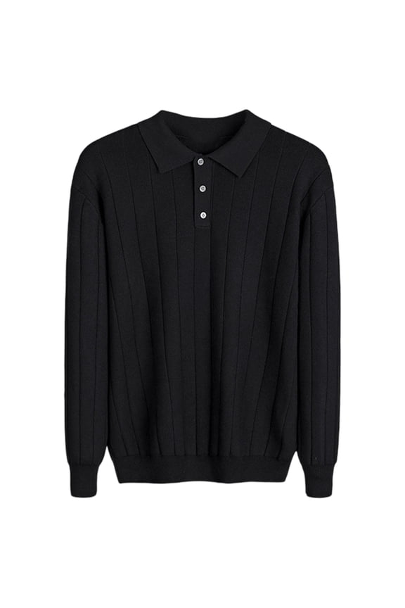 Men's Polo Shirts Knit Long Sleeve Shirt Business Casual Crew Neck Pullover Sweater Thermal Warm Base Layer Top For Winter Fall Stylish Golf Shirts