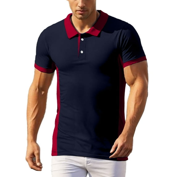 RMGVDSD Men's Polo Shirts Men Summer Casual Short Sleeve Shirt Comfortable Stylish Color Block Outdoor Activities Fashion Casual Polo Shirts