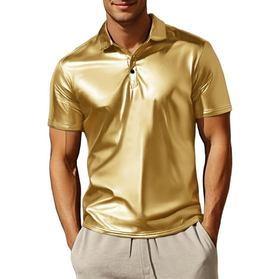 RMGVDSD Men's Polo Shirts New Summer Men's Fashion Bronzed Shirt Short Sleeve Lapel Color Contrast Loose Shirt Slim Fit Athletic Shirts