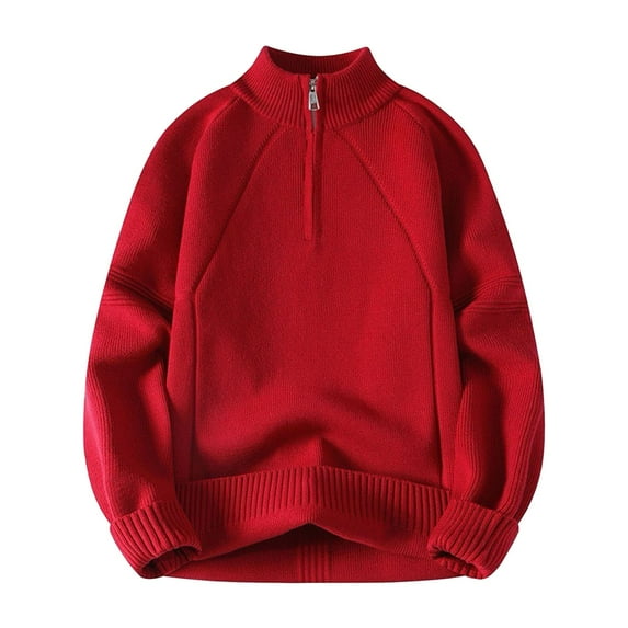 RMGVDSD Men's Quarter Zip Pullover Sweater Knit Sweater Coat Autumn Winter Solid Color Long Sleeve Pullover Casual Warm Sweaters Comfortable Soft Tops Stylish Sweaters