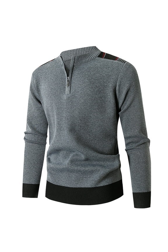 Men's Quarter Zip Pullover Sweater Male Autumn Winter Long Sleeve Stand Up Collar Knitted Sweaters Slim Fit Warm Casual Sweater Tops Fashion Golf Sweaters