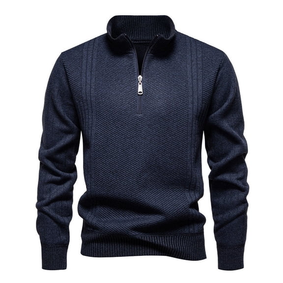 RMGVDSD Men's Quarter Zip Pullover Sweater Winter Stand Collar Zip Up Lined Slim Fit Knit Sweater Jacket Warm Casual Outwear Pullover Top Casual Dress Sweater