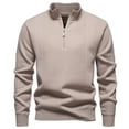 thumbnail image 1 of RMGVDSD Men's Quarter Zip Pullover Sweater Winter Stand Collar Zip Up Lined Slim Fit Knit Sweater Jacket Warm Casual Outwear Pullover Top Soft Knit Sweaters, 1 of 4