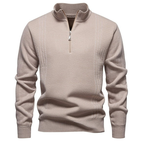 RMGVDSD Men's Quarter Zip Pullover Sweater Winter Stand Collar Zip Up Lined Slim Fit Knit Sweater Jacket Warm Casual Outwear Pullover Top Warm Polo Sweaters