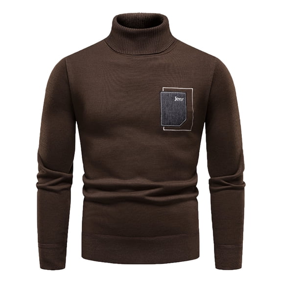 RMGVDSD Men's Slim Fit Turtleneck Sweater Male Autumn Winter Casual Stand Collar Long Sleeve Vacation Outdoor Knitted Pullover Sweaters Tops Trendy Polo Sweater