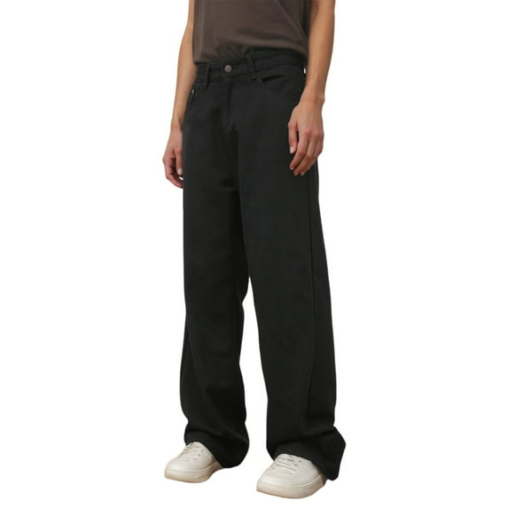 RMGVDSD Men's Stretch Relaxed Fit Jeans Mens Baggy Jeans Wide Leg Denim Pants Casual Loose Fit Long Trousers Retro Straight Leg Jeans Streetwear Lightweight Trousers