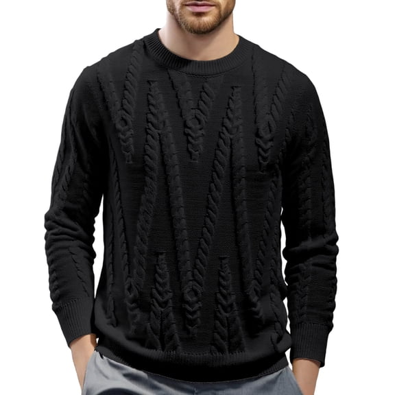 RMGVDSD Men's Sweater Solid Color Winter Knitwear Casual Long Sleeve Round Neck Pullover Sweaters Soft Comfortable Warm Outwear Daily Wear Casual Dress Sweaters