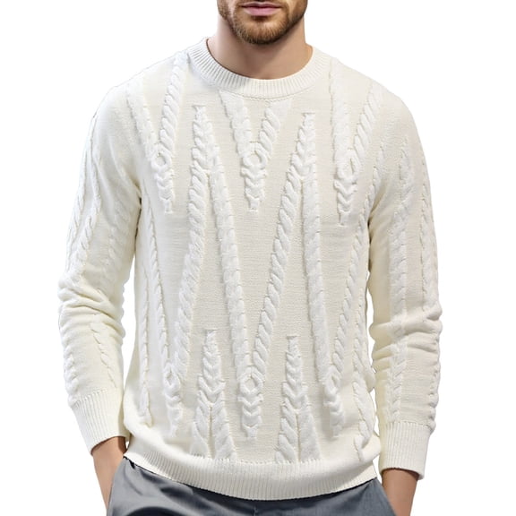 RMGVDSD Men's Sweater Solid Color Winter Knitwear Casual Long Sleeve Round Neck Pullover Sweaters Soft Comfortable Warm Outwear Daily Wear Soft Knit Sweaters