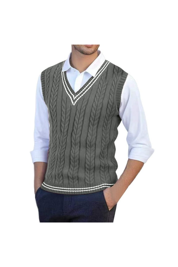 Men's Sweater Vest Slim Fit Casual Knit Sleeveless Pullover Warm Winter Layering Stretchable Comfortable Soft Regular Fit V Neck Vests Casual Dress Sweater