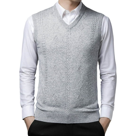 RMGVDSD Men's Sweater Vest Slim Fit V Neck Sleeveless Pullover Casual Warm Layering Men Sweater Vest Everyday Wear Outdoor Activities Trendy Fall Sweaters
