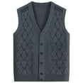thumbnail image 1 of RMGVDSD Men's Sweater Vests V Neck Sleeveless Knitted Cardigan Vest Comfortable Button Sweater Vest Casual Pullover Fall Outwear Fashion Golf Sweaters, 1 of 4