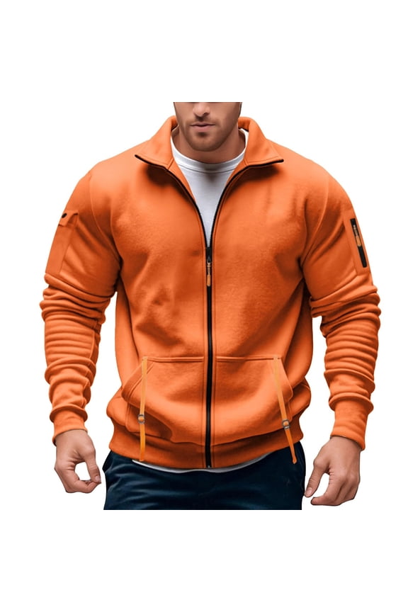 Men's Zip Up Sweatshirt Hoodless Pullover Jacket Lightweight Athletic Activewear Casual Jacket Running Gym Sports Tactical Jackets Streetwear M