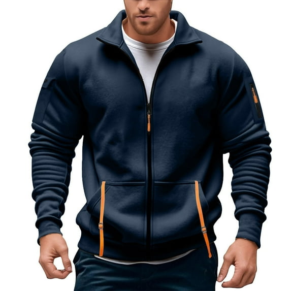 RMGVDSD Men's Zip Up Sweatshirt Hoodless Pullover Jacket Lightweight Athletic Activewear Casual Jacket Running Gym Sports Tactical Jackets Streetwear XXXL