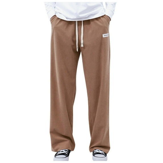 RMGVDSD Mens Casual Cargo Pants Men's Pants Solid Color Drawstring Waistband Corduroy Wide Leg Pants Business Trend Comfortable Loose Trousers Fashion Trousers