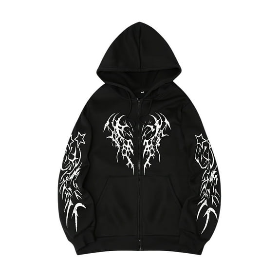 RMGVDSD Mens Casual Hoodies Men's Full-Zip Hoodies Autumn Winter Halloween Printed Casual Zipper Long Sleeve Hooded Sweatshirt Jacket Versatile Hoodies S