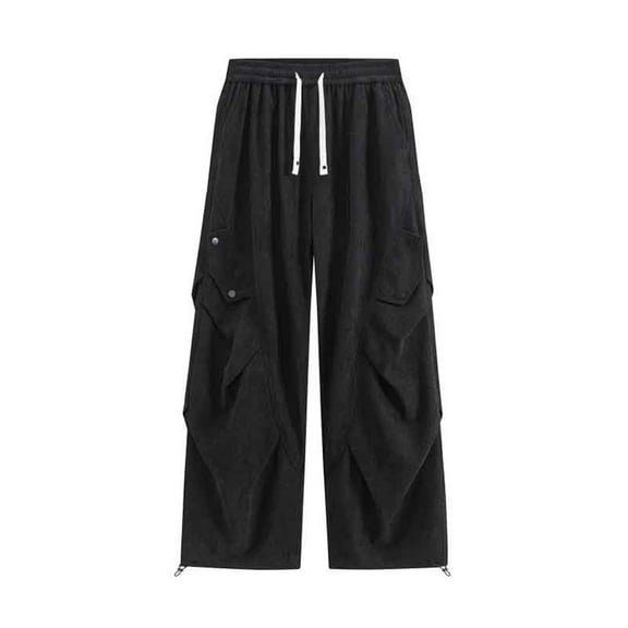 RMGVDSD Mens Casual Pants 2025 Men's Pants Retro Corduroy Elastic Waist Straight Leg Pants Loose Plus Size Trousers Comfort Sweat Pants
