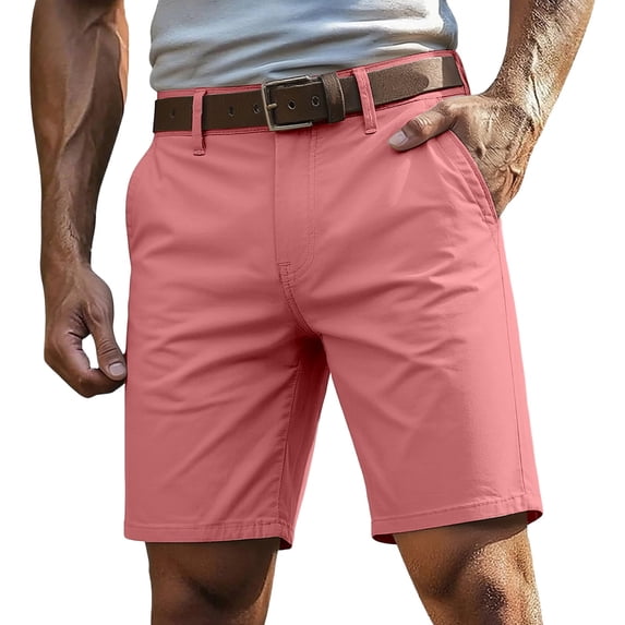 RMGVDSD Mens Casual Shorts Mid Rise Straight Leg Trousers Breathable Lightweight Summer Work Shorts With Pockets Solid Color Daily Wear Athletic Gym Shorts