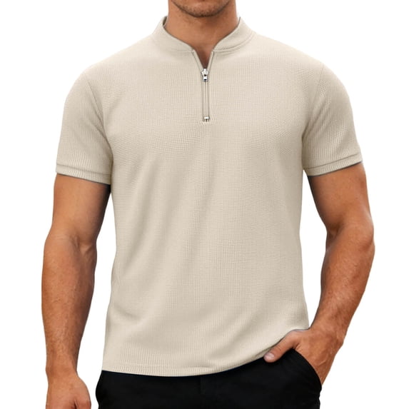 RMGVDSD Mens Henley Shirt Short Sleeve Polo Golf Shirts Stand Collar Casual Breathable Comfortable Summer Tops Textured Business Wear Basic Work Shirts